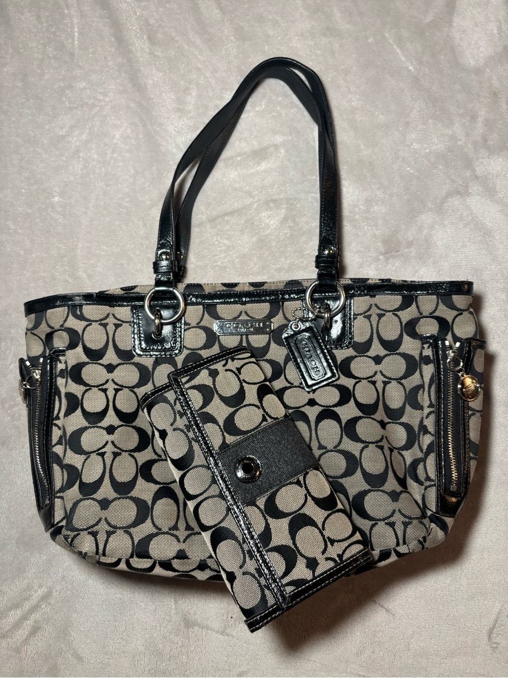Coach Signature Canvas Gallery Tote and Coach Legacy Wallet